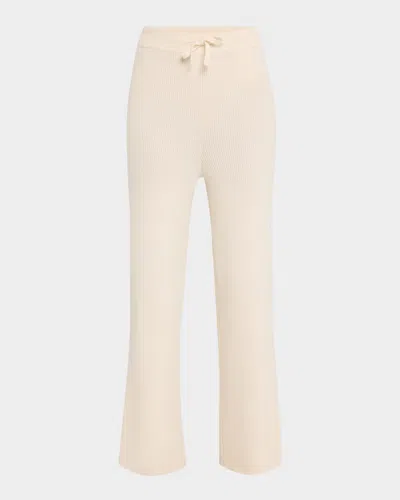 Lisa Yang Heather Cropped Rib Knit Cashmere Trousers In Cream