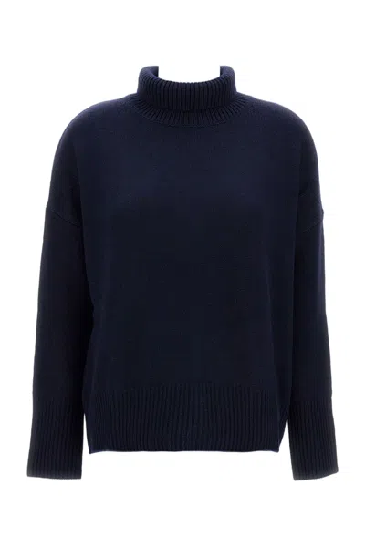 Lisa Yang Heavy-knit Cashmere Turtleneck Sweater With Asymmetric Hem In Blue