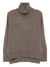 Lisa Yang Cashmere Sweater In Hazelnut Color With High Colla In Brown