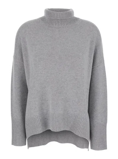 Lisa Yang Heidi Grey Turtleneck Knit Sweater In Cashmere Woman In Gray