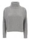 Lisa Yang High-neck Ribbed Sweater In Gray