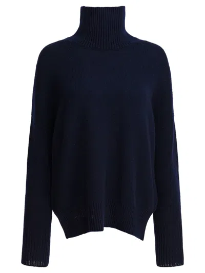 Lisa Yang High Ribbed Turtleneck Cashmere Sweater In Blue