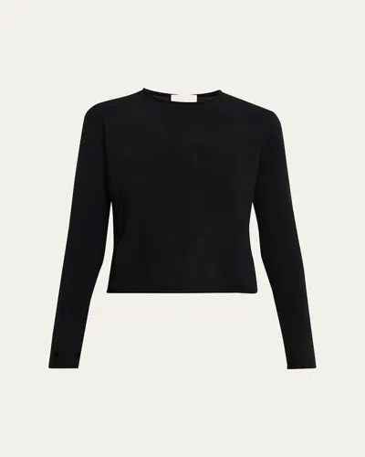 Lisa Yang Ida Roll-edge Cashmere Crewneck Sweater In Black