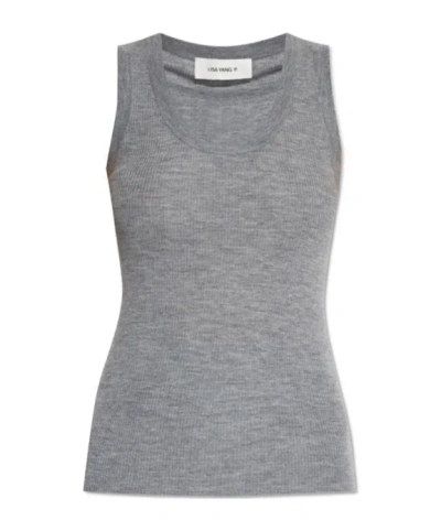 Lisa Yang Ina Ribbed Knitted Top In Gray