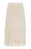 Lisa Yang Isa Fringed Cashmere Maxi Skirt In Ivory