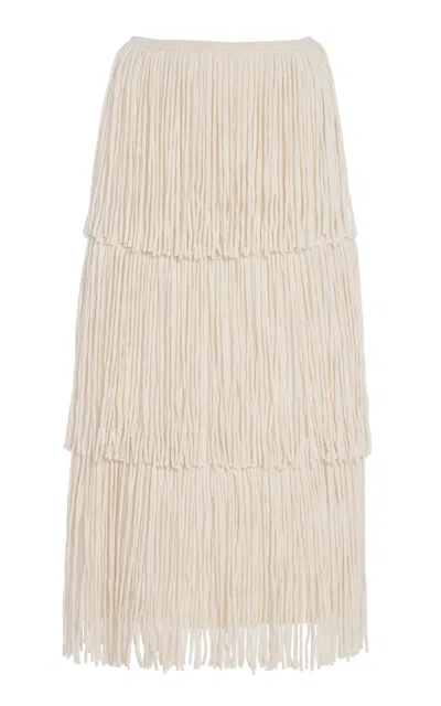 Lisa Yang Isa Fringed Cashmere Maxi Skirt In Ivory