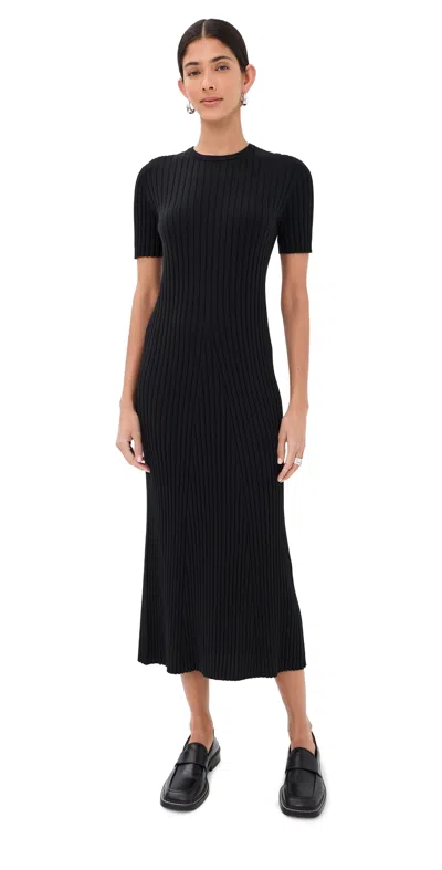 Lisa Yang Ribbed Short-sleeve Knitted Dress In Black