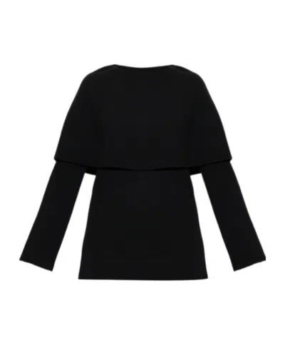 Lisa Yang Jaylani Cape-overlay Knitted Sweater In Black