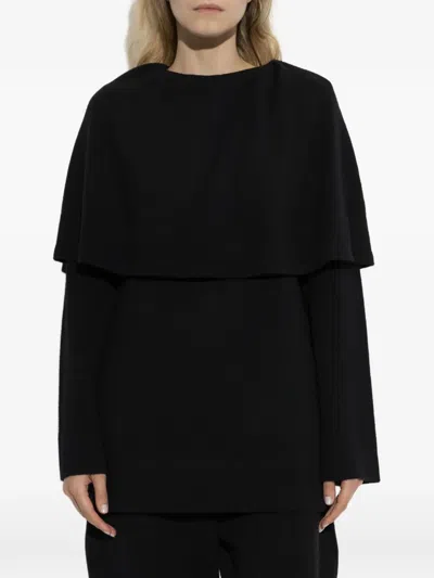 Lisa Yang Jaylani Cape-overlay Sweater In Black