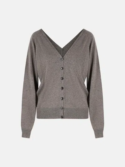 Lisa Yang Jiani Cashmere Cardigan Long Sleeves V Neck In Gray