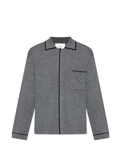 Lisa Yang Joshua Piped-trim Cardigan In Gray