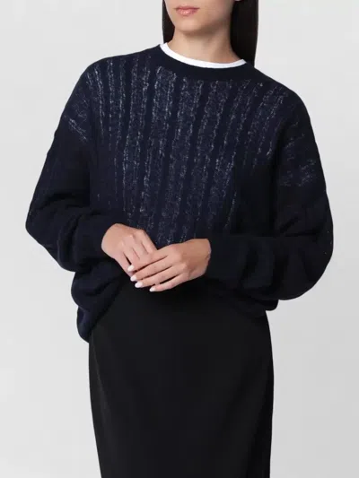 Lisa Yang Navy Cable-knit Amabel Cashmere-silk Sweater In Blue
