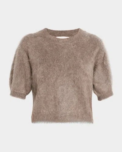 Lisa Yang Juniper Brushed Cashmere Short-sleeve Sweater