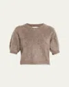Lisa Yang Juniper Brushed Cashmere Short-sleeve Sweater