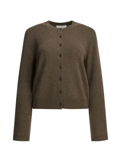 Lisa Yang Cropped Knit Jacket Long Sleeves Round Neck In Brown