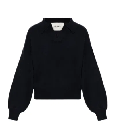 Lisa Yang Katriel Collared V-neck Knitted Top In Blue