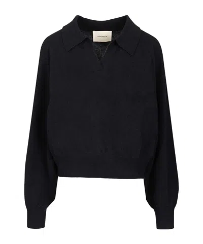 Lisa Yang Katriel Loose Polo Knitted Sweater In Black