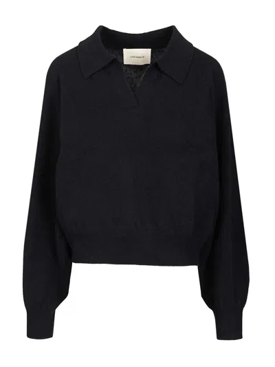Lisa Yang Katriel Polo Sweater Knitwear Blue In Black