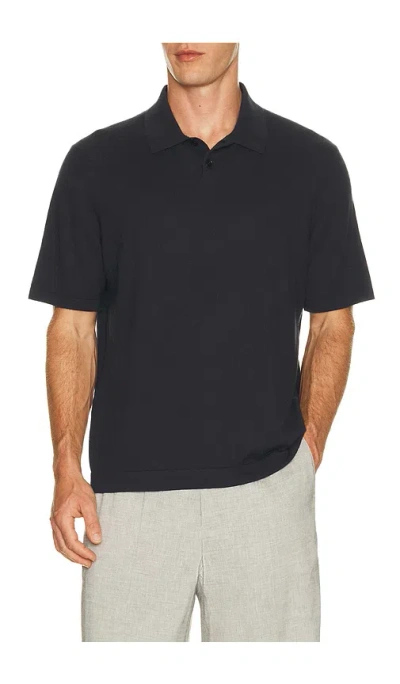 Lisa Yang Keir Sweater Short Sleeve Polo In Navy