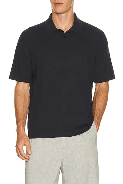 Lisa Yang Keir Sweater Short Sleeve Polo In Navy