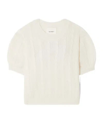 Lisa Yang Kenzie Cable-knit Cashmere And Silk-blend Sweater In White
