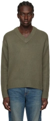 Lisa Yang Khaki 'the Loup' Sweater In Fe Fern