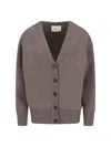 Lisa Yang Knit Cardigan Sweater With V-neckline And Button-down Front In Brown