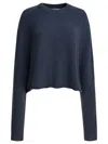 Lisa Yang Cropped Cashmere Sweater With Round Neckline In Blue