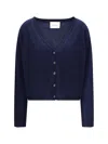 Lisa Yang The Abby Button Cardigan In Blue
