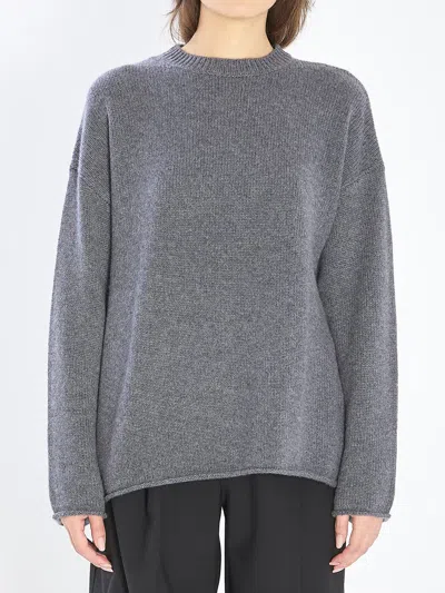Lisa Yang Kristy Ribbed Crew-neck Sweater In Gray