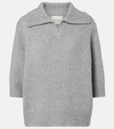Lisa Yang Lailai Cashmere And Silk Polo Sweater In Gray