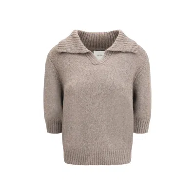 Lisa Yang Polo-neck Half-sleeve Sweater In Brown