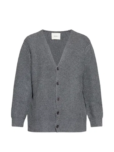 Lisa Yang Leander Ribbed Button Cardigan In Gray
