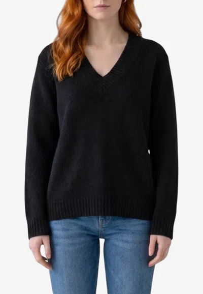 Lisa Yang Leona V-neck Cashmere And Silk Sweater In Black