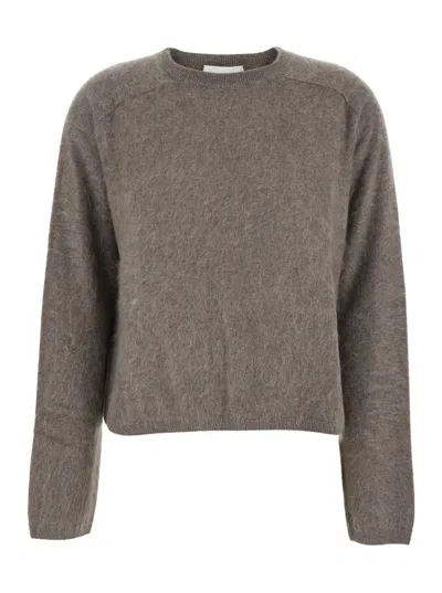 LISA YANG 'LEXIA' BROWN CREWNECK SWEATER IN CASHMERE WOMAN