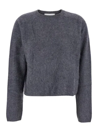 LISA YANG 'LEXIA' GREY CREWNECK SWEATER IN CASHMERE WOMAN