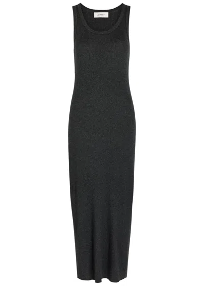 Lisa Yang Lexie Cotton And Cashmere-blend Midi Dress In Black