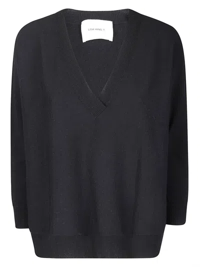 Lisa Yang Lightweight Cashmere Sweater With Contrast Trim And Oversized Fit In Black