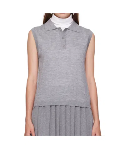 Lisa Yang Cashmere Jersey Polo. In Gray