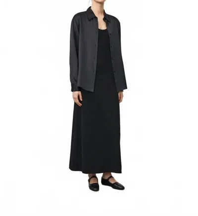 Lisa Yang Long Sleeved Button Up Shirt In Midnight In Neutral