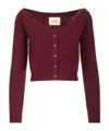 Lisa Yang Long-sleeved Knitted Cardigan In Bordeaux