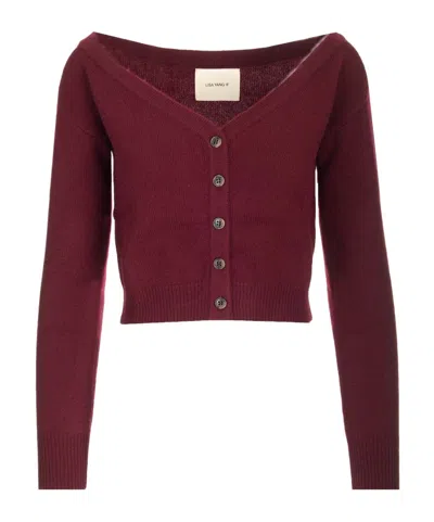 Lisa Yang Long-sleeved Knitted Cardigan In Red