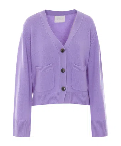 Lisa Yang Long-sleeve Button-front Cardigan In Purple