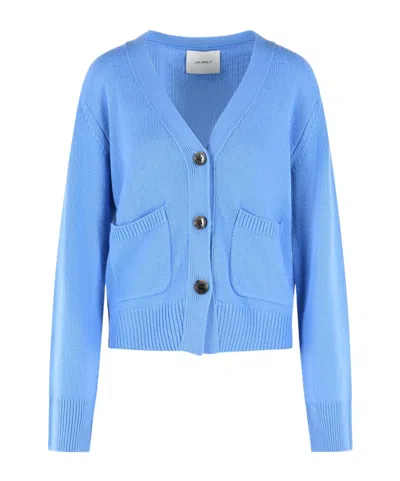 Lisa Yang Long-sleeved Button-down Cardigan In Blue
