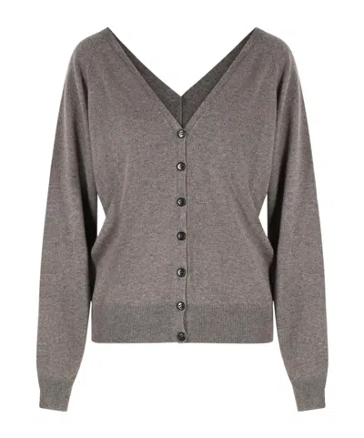 Lisa Yang Long-sleeved Button-down Cardigan In Gray