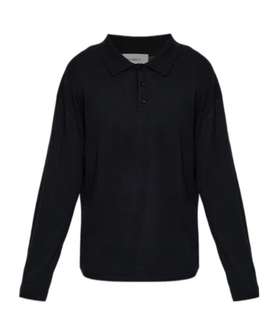 Lisa Yang Long-sleeved Knit Polo Shirt In Black
