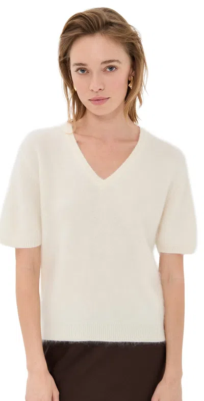 Lisa Yang Lovisa Cashmere T-shirt Cream Brushed In White