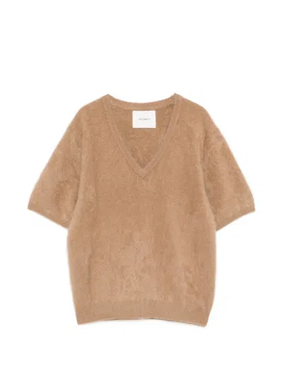 Lisa Yang Lovisa V-neck Short-sleeve Top In Neutral
