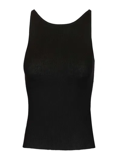 Lisa Yang Lynette Ribbed Slim Top In Black