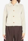 Lisa Yang Lynna Pointed-collar Buttoned Cardigan In White